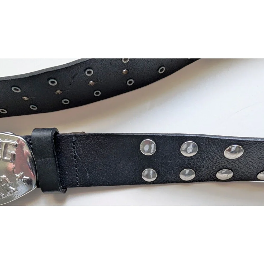 Vintage Ice Iceberg Superstar Leather Studded Belt Size 36 Made in Italy